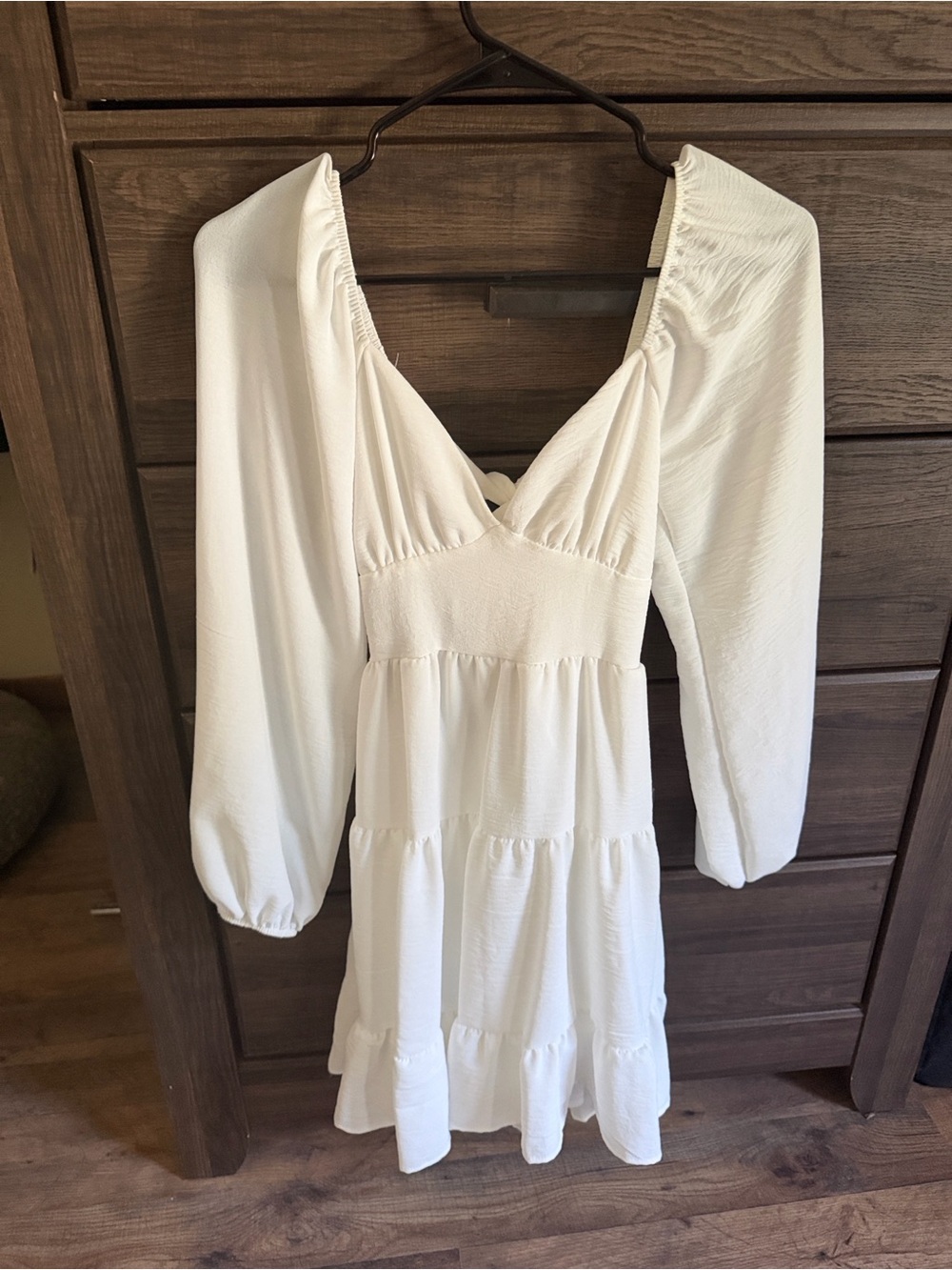 Altar'd State White Sweetheart Neck Long-Sleeve Mini Dress